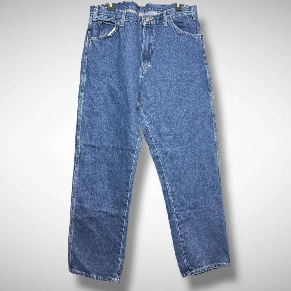 Dickies Carpenter Jeans Men's 36 X 32 Solid Blue Straight Fit Y2K utility work